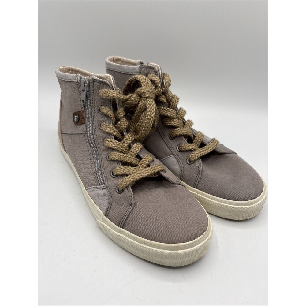 Taos Top Soul High Top Sneakers Women's 7.5 Canvas Retro Zip Up Ecru Gray